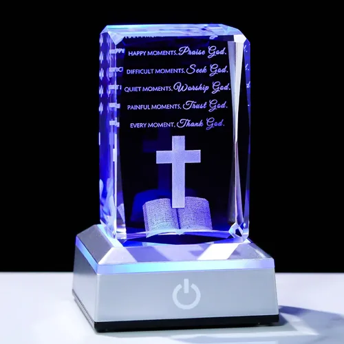 Miniatura 10 de Movdyka Estatua de cristal 3D de Virgen María, regalos religiosos para mujeres y hombres, figura religiosa con grabado láser cristiano, adornos