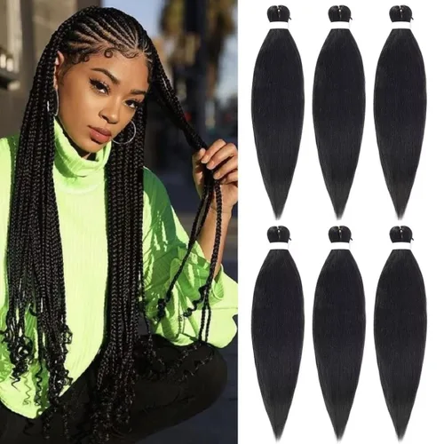 Miniatura 10 de Cabello Trenzado Ombré Pre-Estirado 26 Pulgadas Ombré Marrón 8 Paquetes/Lote Trenza Fijación con Agua Caliente Cabello Sintético Profesional