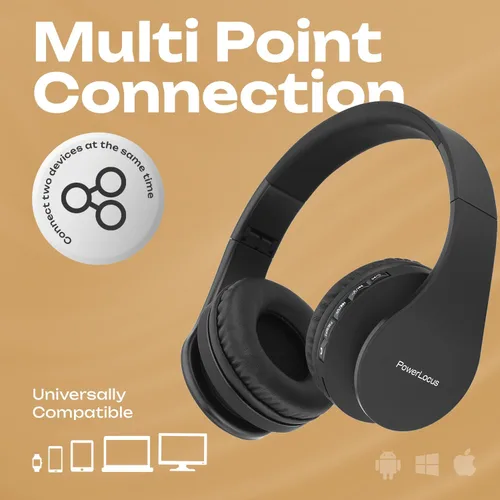 Miniatura 6 de PowerLocus - Audífonos inalámbricos Bluetooth para usar sobre las orejas, estéreo, plegables, con cable y micrófono incorporado para iPhone