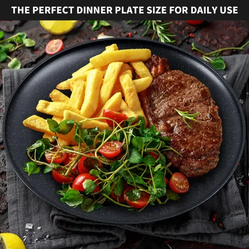 Miniatura 5 de MISS BIG Platos de paja de trigo de 25 cm, juego de 4 platos de plástico reutilizables, platos de cena para niños y adultos, aptos para lavavajillas