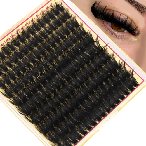 Miniatura 23 de Extensiones de racimos de pestañas voluminosas con racimos de manga puntiagudos, 300D, pestañas de 10-18 mm de grosor, extensiones de pestañas