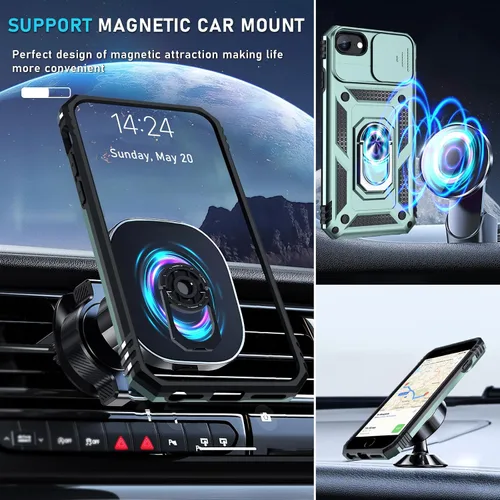 Miniatura 8 de Janmitta Funda para iPhone 8 Plus/7 Plus/6 Plus, Cubierta de Teléfono con Cubierta Deslizante Integrada para Lente de Cámara + Protector