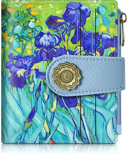 Miniatura 12 de Chelmon Cartera pequeña gótica para mujer, con bloqueo RFID, de piel sintética, plegable, para tarjetas de crédito, con ventana de identificación