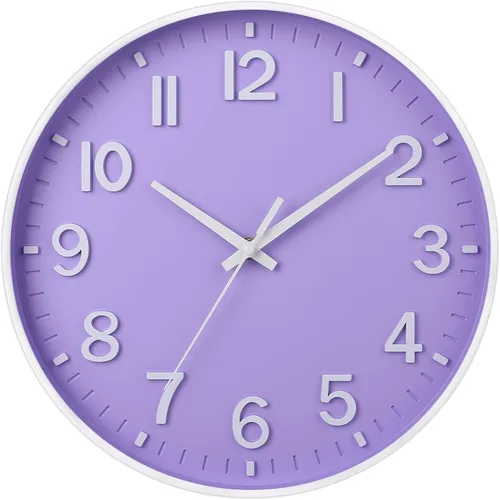 Miniatura 33 de HZDHCLH Reloj de pared de cuarzo moderno, funciona con pilas, 12 pulgadas, silencioso, sin tictac, números 3D, reloj redondo para pared, reloj