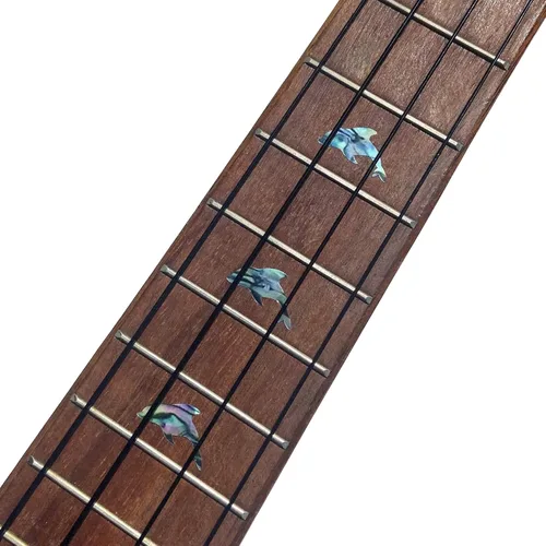 Miniatura 5 de Adhesivo adhesivo para ukelele - Marcadores de diapasón de delfines y roseta - Azul abulón, UKR-275DR-BL-AZ