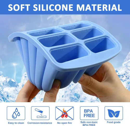 Miniatura 3 de 10 Cavity Silicone Popsicle Molds with 50 Sticks, BPA Free (10 Cavties-Blue)