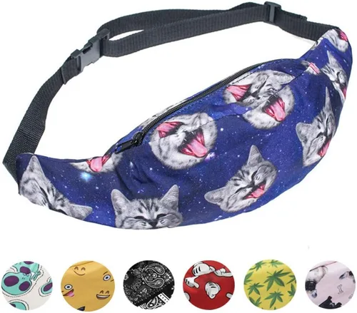 Deportes que caminan corriendo cinturón bolso de la cintura, bolso de la cangurera del viaje de la manera estupendo ligero, Gato azul, Talla única,