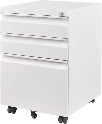 Miniatura 12 de Gabinete archivador de 2 cajones, gabinetes archivadores móviles totalmente montados con cerradura, gabinete archivador de metal rodante con ruedas