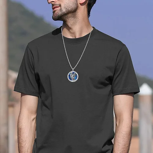Miniatura 249 de Odinstone Collar de plata de ley 925 con medalla de San Miguel/San Cristóbal/San Benito/Crucifijo de Jesús/San Uriel/Arcángel Rafael para hombres