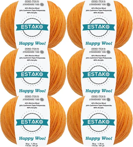 Miniatura 49 de Estako Happy Wool (paquete de 2 madejas) 40% lana merino 20% cachemira tipo poliamida 40% acrílico peso fingering hilo suave para tejer y crochet