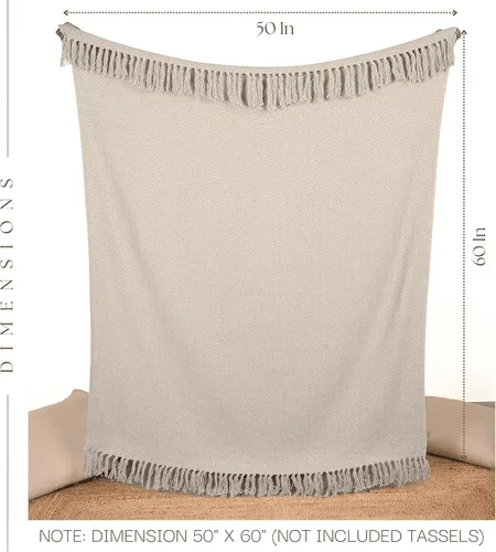 Miniatura 5 de RAJRANG - Manta de algodón en espiga de 50 x 60 pulgadas, moderna decoración bohemia para sala de estar, acogedora y cálida, mantas suaves de lujo
