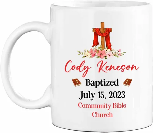 Miniatura 9 de Tazas personalizadas de la Santa Comunión de 11 onzas y 15 onzas, taza de café blanca con texto en inglés "My First Holy Communion", regalos
