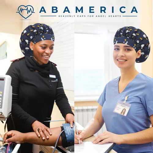 Miniatura 4 de ABAMERICA Gorras Bouffant con botón y banda para el sudor, sombreros de trabajo ajustables para mujeres y hombres, talla única