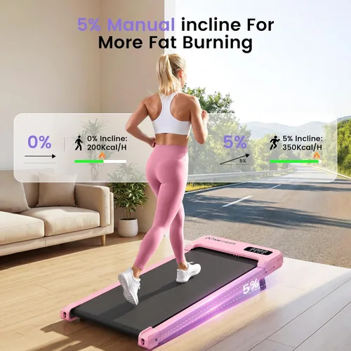 Miniatura 4 de Caminadora pequeña con inclinación – Cintas de correr para debajo del escritorio con barra de asa, cintas de correr plegables portátiles compactas