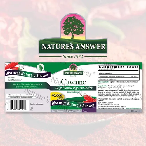 Miniatura 2 de Nature's Answer Suplemento de cápsula de pimienta de cayena en polvo, 90 unidades Potenciador natural del metabolismo Promueve la salud