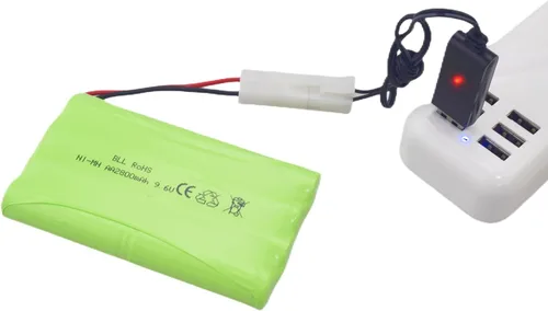 Miniatura 3 de AA 9.6V 2800mAh Batería recargable con enchufe Tamiya y cable de carga USB adecuado para coches de juguete RC, camiones, tanques, vehículos