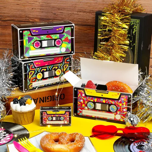 Miniatura 4 de Funrous 24 cajas de recuerdo de fiesta de los años 80 y 90, cajas de recuerdo de regreso a los años 80, cajas de regalo retro de cassette