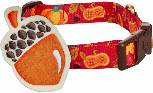 Miniatura 18 de Blueberry Pet-10 patrones de otoño, Halloween, Día de Acción de Gracias, collar de perro, etc., L, Pumpkin Calabaza