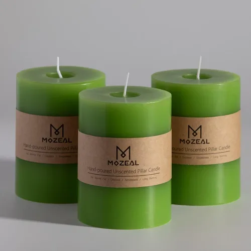 Miniatura 75 de MOZEAL Velas grandes sin perfume vertidas a mano de 3 x 8 pulgadas, sin humo, juego de 2, combustión lenta, sin goteo, aproximadamente 150 horas