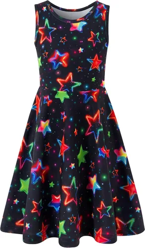 Miniatura 14 de Funnycokid Vestido de Sirena para Niñas, Sin Mangas, de Verano, para Cumpleaños, de Fiesta con Volantes, Ropa de 4 a 13 Años