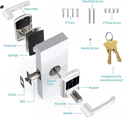 Miniatura 8 de Signstek Entrada sin Llave, Cerradura de Puerta Digital Smartcode para Puerta Principal, Cerradura de Puerta con Teclado con Manija y Llave