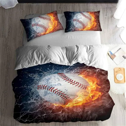 Miniatura 7 de LanS Precise Baseball Sport Series - Juego de funda de edredón y funda de almohada, juego de 3/4 piezas
