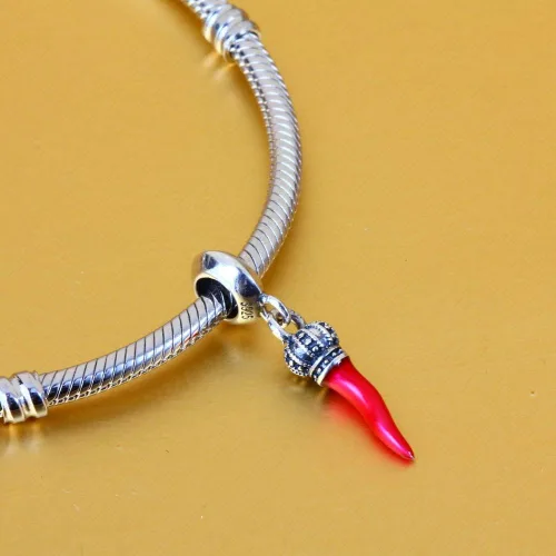 Miniatura 3 de Dije colgante de plata de ley 925 con cuerno italiano, bandera de Puerto Rico, cinta de cáncer de sobreviviente, bruja de Halloween, huella de pata