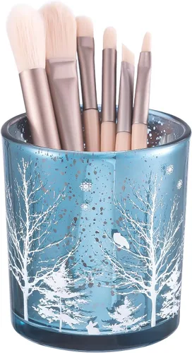 DASITON Organizador de brochas de maquillaje, soporte de almacenamiento de brochas de maquillaje cosméticas de cristal para árbol de Navidad, taza
