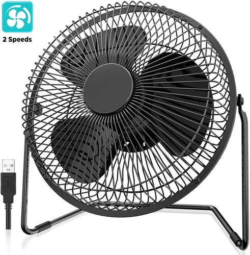 EasyAcc Ventilador de escritorio USB de 9 pulgadas, ultra silencioso, alimentado por USB, ventilador de escritorio de rotación de 360° con marco de