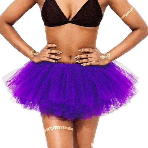 Miniatura 34 de REETAN Falda tutú de ballet de 6 capas de tul corto tutús para mujer