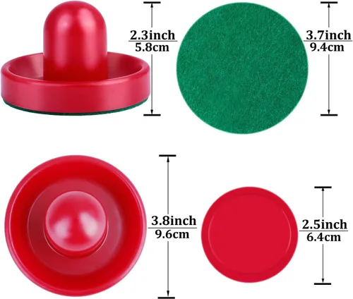Miniatura 2 de URATOT Accesorios de hockey de aire - Empujadores, discos y paletas (4 empujadores, 8 discos rojos, 8 almohadillas verdes)