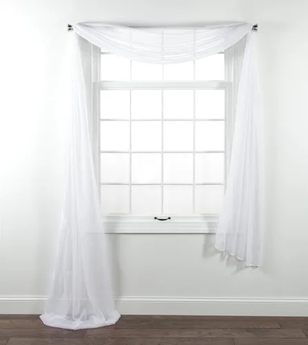 Miniatura 55 de Stylemaster Elegance Cenefa recta de gasa transparente, 60 x 14 pulgadas, color dorado