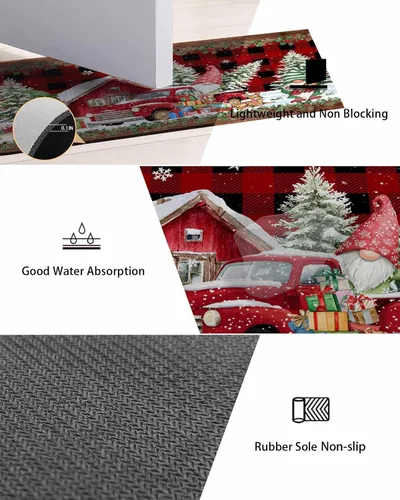 Miniatura 8 de Tapete de baño de Navidad a cuadros para bañera, antideslizante, de secado rápido y absorbente, tierra de diatomeas, fregadero, cocina, sala