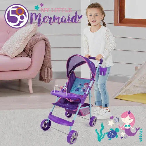 Miniatura 6 de 509 Tripulación: Cochecito de muñeca sirena – Juego de simulación para niños, toldo y portavasos, fácil de plegar almacenamiento y viajes, se adapta
