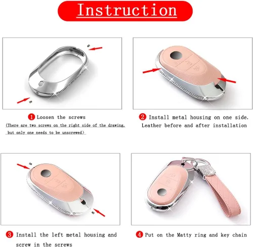 Miniatura 6 de muekzru Funda para llavero de Mercedes Benz, llavero de metal de zinc de cristal brillante para Mercedes Benz Clase S Clase E Clase E 2020-2022