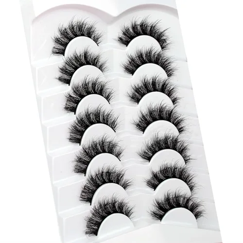 Miniatura 48 de Pooplunch - Pestañas postizas finas de visón sintético, estilo ojo de gato, naturales, cruzadas, tipo racimo, efecto 8D de volumen, tiras