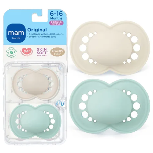 Miniatura 15 de MAM Chupete mate original para bebé, forma de pezón que ayuda a promover un desarrollo oral saludable, estuche esterilizador, 6-16 meses