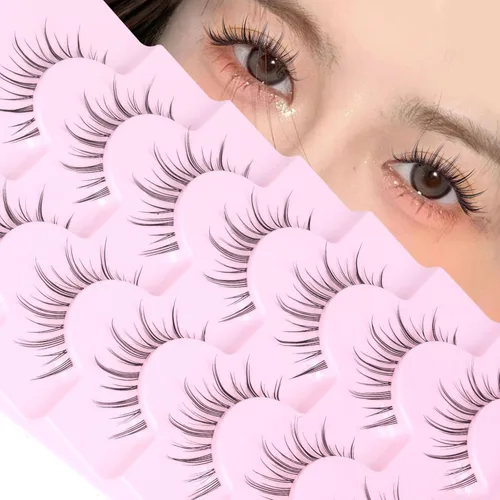 Miniatura 13 de Pestañas Manga de Aspecto Natural Pestañas de Anime Cosplay Pestañas Postizas con Banda Transparente Pestañas Voluminosas 3D Estilo Asiático Japonés