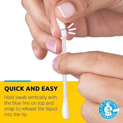 Miniatura 2 de Dr. Piercing Aftercare Hisopos – Solución salina para la limpieza de aretes, nariz, vientre y oído – Lavado salino suave para una experiencia