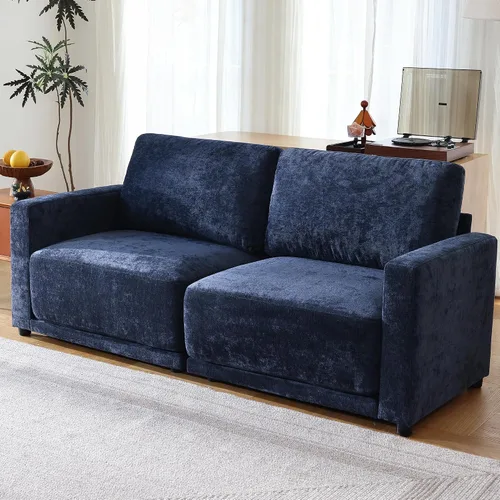 Miniatura 30 de Sofá modular de 79 pulgadas para sala de estar pequeña, sofá moderno en forma de L con otomana, juego de sofá de felpilla de 3 piezas para muebles