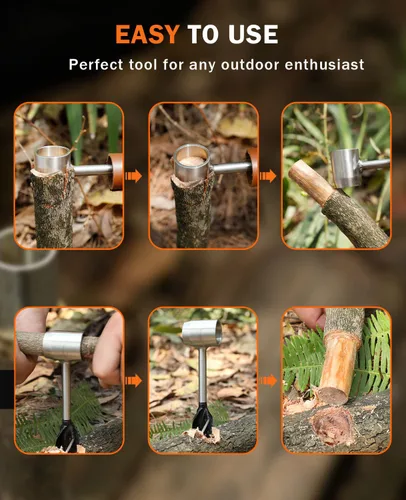 Miniatura 6 de Bushcraft - Llave de barrena manual, taladro de madera de ojo escocés resistente, taladro de madera, herramienta manual con funda de cuero