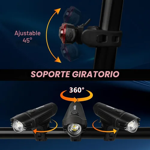 Miniatura 8 de Ascher Ultra Bright USB Rechargeable Bike Light Set, Powerful Bicycle Front Headlight and Back Taillight, 4 Light Modes, Easy to Install for Men
