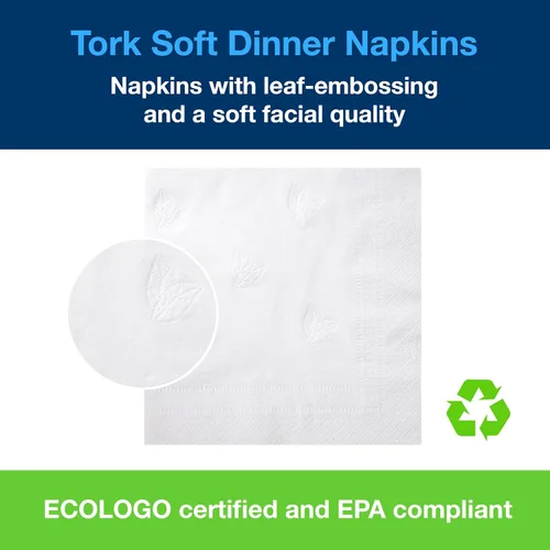 Miniatura 4 de Tork Advanced NP5240C Servilletas suaves, plegadas en 1/4, diseño de hojas en relieve, 2 capas, 15 pulgadas de ancho x 16.25 pulgadas, color blanco
