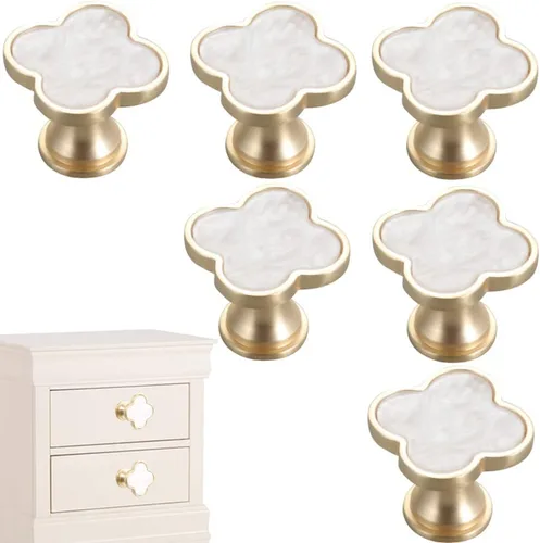 Miniatura 8 de 6 pomos de trébol para gabinetes, tiradores de tocador, pomos de armario, joyero, cajón, armario de vino, manijas de puerta de un solo agujero Verde