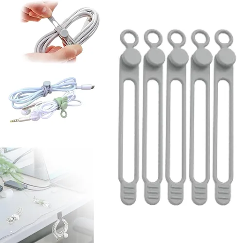 Bridas de silicona para cables, organizador de cables de silicona, organizador de cables reutilizable, organizador de cables multiusos para viajes,