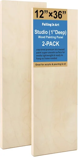 Miniatura 12 de Falling in Art Kit de paneles de madera de abedul sin terminar para pintura, lienzo de madera, paquete de 4 unidades de 6 x 12 pulgadas de estudio