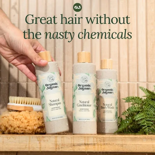 Miniatura 4 de Organic Jaguar Champú Natural para el Cuidado del Cabello, Champú Sin Sulfatos con Aceite de Ricino, Madreselva, Glicerina, Aloe Vera y Agente