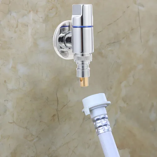 Miniatura 8 de 2 válvulas de cierre de acero inoxidable para lavadora, válvulas de parada de ángulo de 1/2 pulgada con chapado de espejo para uso doméstico, mini