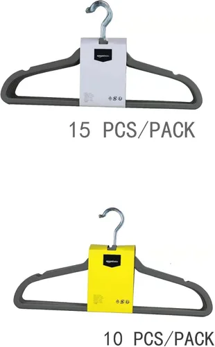 Miniatura 5 de Amazon Basics - Juego de 50 perchas antideslizantes, delgadas, con acabado de terciopelo, color gris/plateado