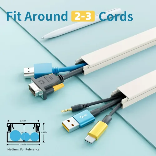 Miniatura 2 de Delamu Kit de cubierta de cable autoadhesivo de 100 pulgadas para TV montado en la pared, ocultador de cables pintable, sistema de gestión de cables